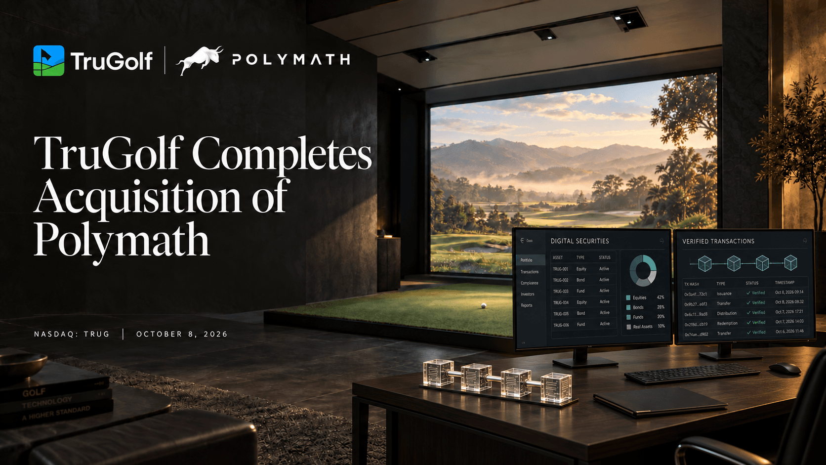 Publicly listed company TruGolf completes acquisition of Polymath Research, enters institutional-grade asset tokenization business.