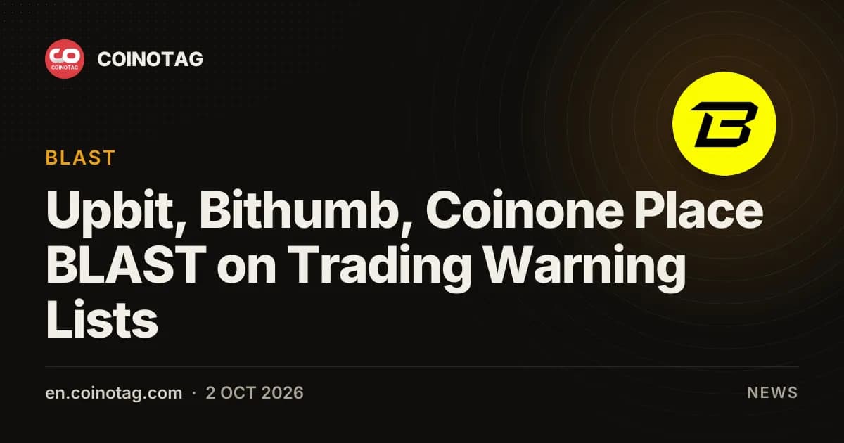 Cryptocurrency exchange Bithumb has added BLAST to its trading attention list, as Blast announces plans to end mainnet operations.
