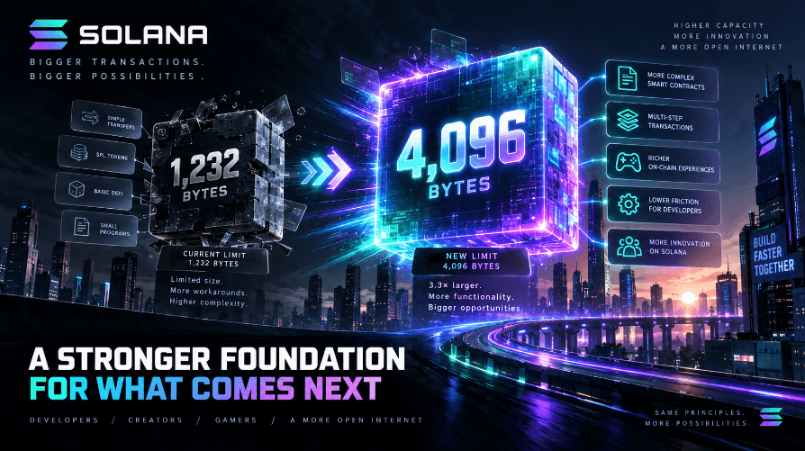 Solana transactions just got more than 3 times bigger, giving an edge over Ethereum