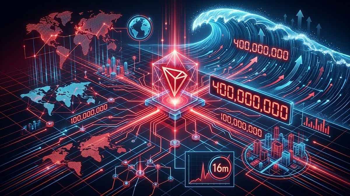 TRON Surpasses 400 Million Accounts as Total Transfer Volume Nears $30 Trillion
